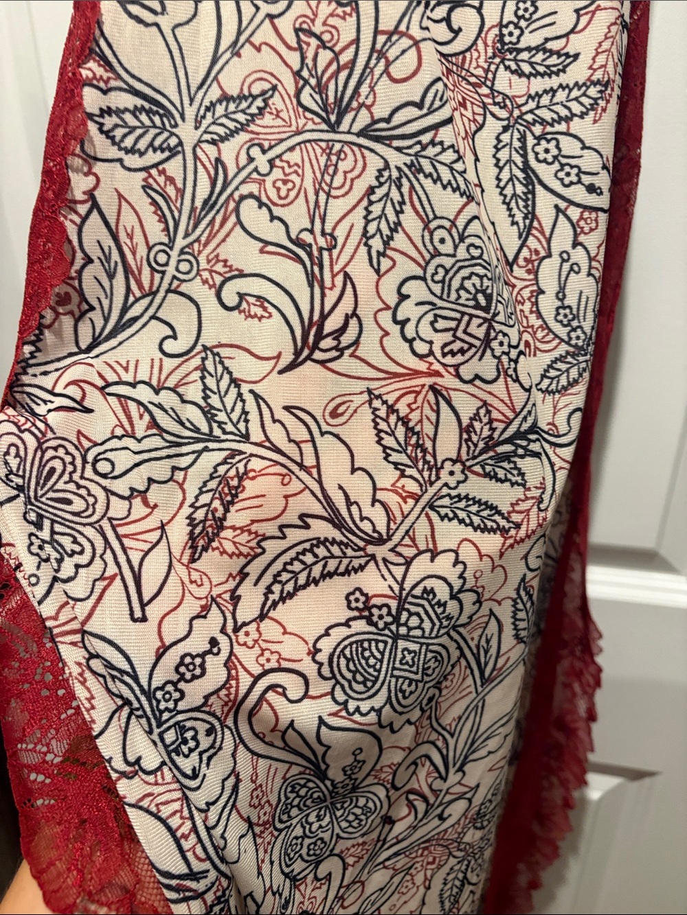 Free People Red suddenly fine Lace-Trim Floral sheer Slip Dress - Picture 6 of 9